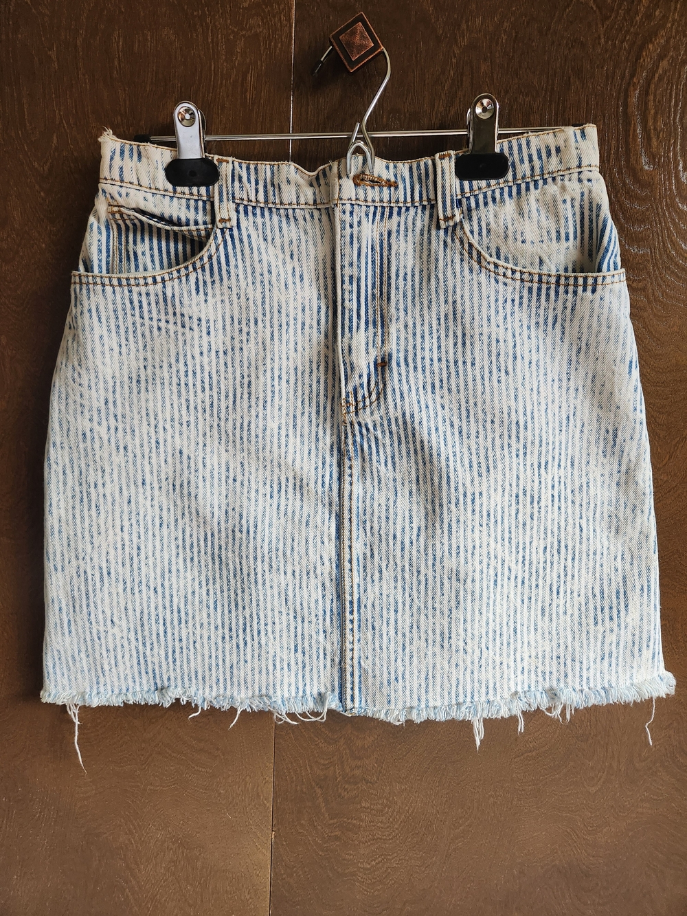Vintage Palmettos Railroad Striped  Denim Skirt